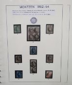 Belgian stamps: Two sleeved blue albums of Montzen postal history, closely associated with the