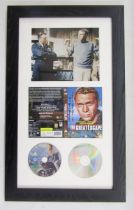 Framed photographic montage of Richard Attenborough and Steve McQueen, including a photograph signed