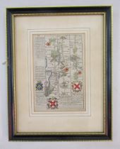 STRIP MAPS - Hand coloured engraved road map from London Wellen, Crayford to Gads Hill and Raynham