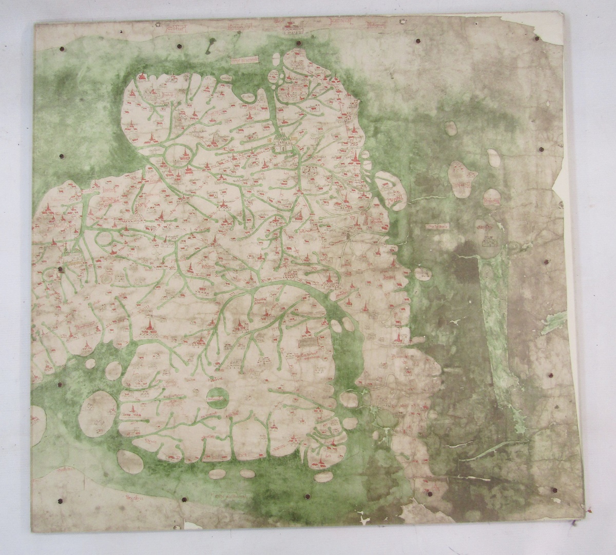 Two reproduction sections of the Gouch map, mounted on board, together with a copy of The Map of - Image 2 of 8