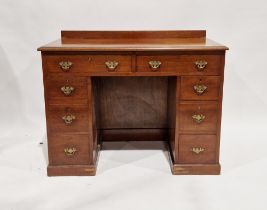 19th century mahogany kneehole desk, having two long drawers with a further three short drawers on