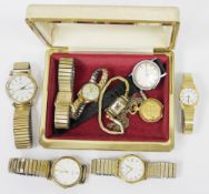 Collection of Lady' wristwatches, including: a Lorus (Japan) water resistant yellow metal and