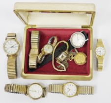 Collection of Lady' wristwatches, including: a Lorus (Japan) water resistant yellow metal and