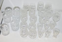 Composite cut-glass part table service, 20th century, some Stuart, with etched marks, including: