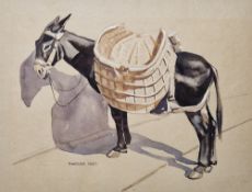 Noel William Cusa (1909-1990) Watercolour drawing on textured paper "The Empty Panniers", study of a
