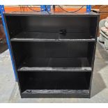 Black veneered chipboard shelving unit