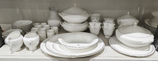 Wedgwood bone china 'Signet Platinum' pattern part dinner service including vegetable tureens,