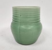 Clarice Cliff (Newport Pottery Company) Art Deco green ground vase, circa 1930, printed brown marks,