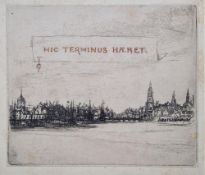 After Sir Francis Seymour Haden (1818-1910) Drypoint etching "Hic Terminus Haeret", view of