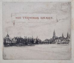 After Sir Francis Seymour Haden (1818-1910) Drypoint etching "Hic Terminus Haeret", view of