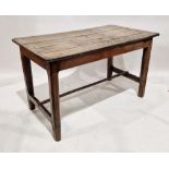 Oak table, 19th century and later, with rectangular plank top, on tapering chamfered legs, with