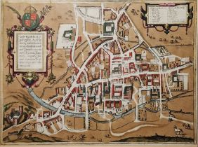 Georg Braun & Frans Hogenberg A 16th century town plan of Cambridge - "Cantebrigia opulentissimi