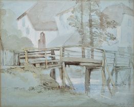 Thomas Colman Dibdin (1810-1893) Watercolour heightened with bodycolour "Bewsher Mill, Littlebury,