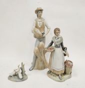 Large Miquel Requena (Valencia) porcelain figure of a farmer standing before wheat sheaves, a figure