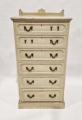 Modern painted chest of six drawers, 123cm high x 63cm wide x 44cm deep