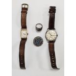 9ct gold cased 1930s wristwatch, a mid-century Medana gentleman's wristwatch, each with brown