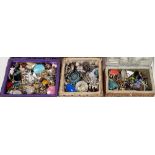 Three boxes of assorted costume jewellery, to include earrings, pendants, necklaces and more (3)