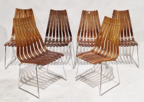 Hans Brattrud (Norwegian, 1933-2017) Set of four 'Scandia' rosewood chairs and two teak examples