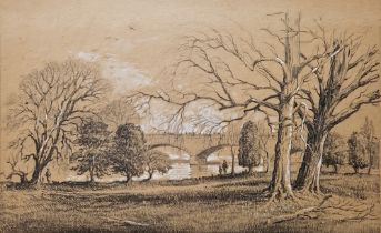 Manner of Horace Mann Livens (1862–1936) Pencil on brown paper heightened with white 'Hyde Park',