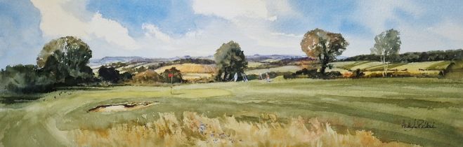 Andy Le Poidevin  Watercolour "Rockley Downs from the 14th Green", Marlborough Golf Club, signed