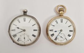 Victorian silver pocket watch open face, key winding with subsidiary seconds dial and a Denison
