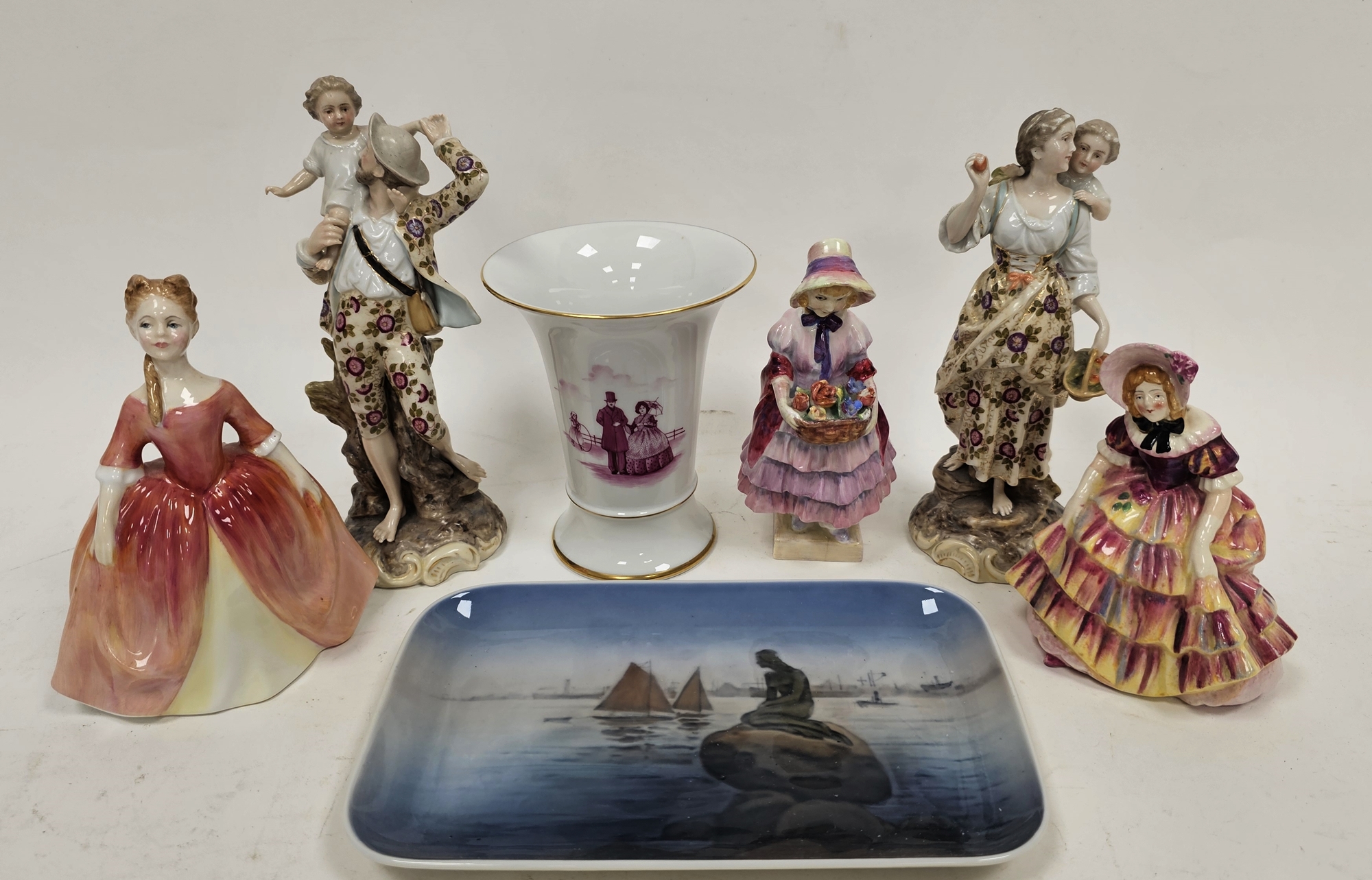 Pair of late 19th century ENS and Eckert porcelain figures of a gentleman and companion and children - Image 2 of 8