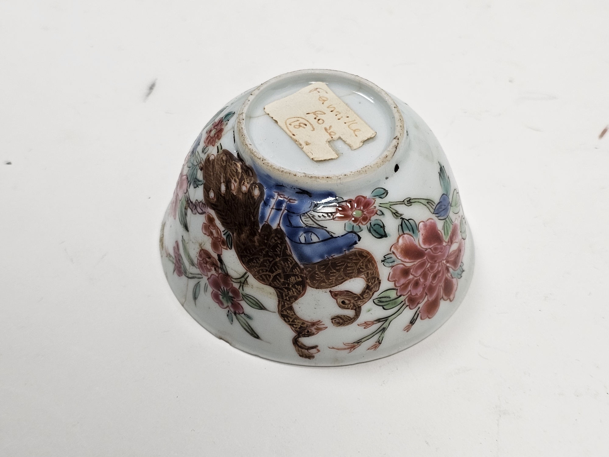 Group of Chinese porcelain including an 18th century famille rose tea bowl painted with birds and - Image 3 of 5