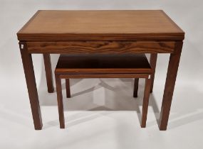 Mid century Hubbinet Limited teak foldover card table of plain rectangular form, 71cm high x 91cm