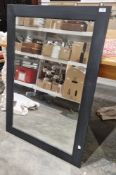 Modern large rectangular wall mirror with black painted wooden frame 106cm x 75cm