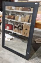 Modern large rectangular wall mirror with black painted wooden frame 106cm x 75cm