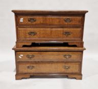 Pair of reproduction oak low chests by Kevin Burks, two long drawers having brass swan neck