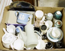 Colclough dinner and tea service, pattern no. 8683, a Wedgwood Jasperware two-handled mug in