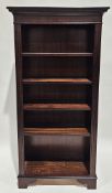 Modern reproduction five-height bookcase with dentil cornice, 152cm high x 76cm wide x 30cm deep