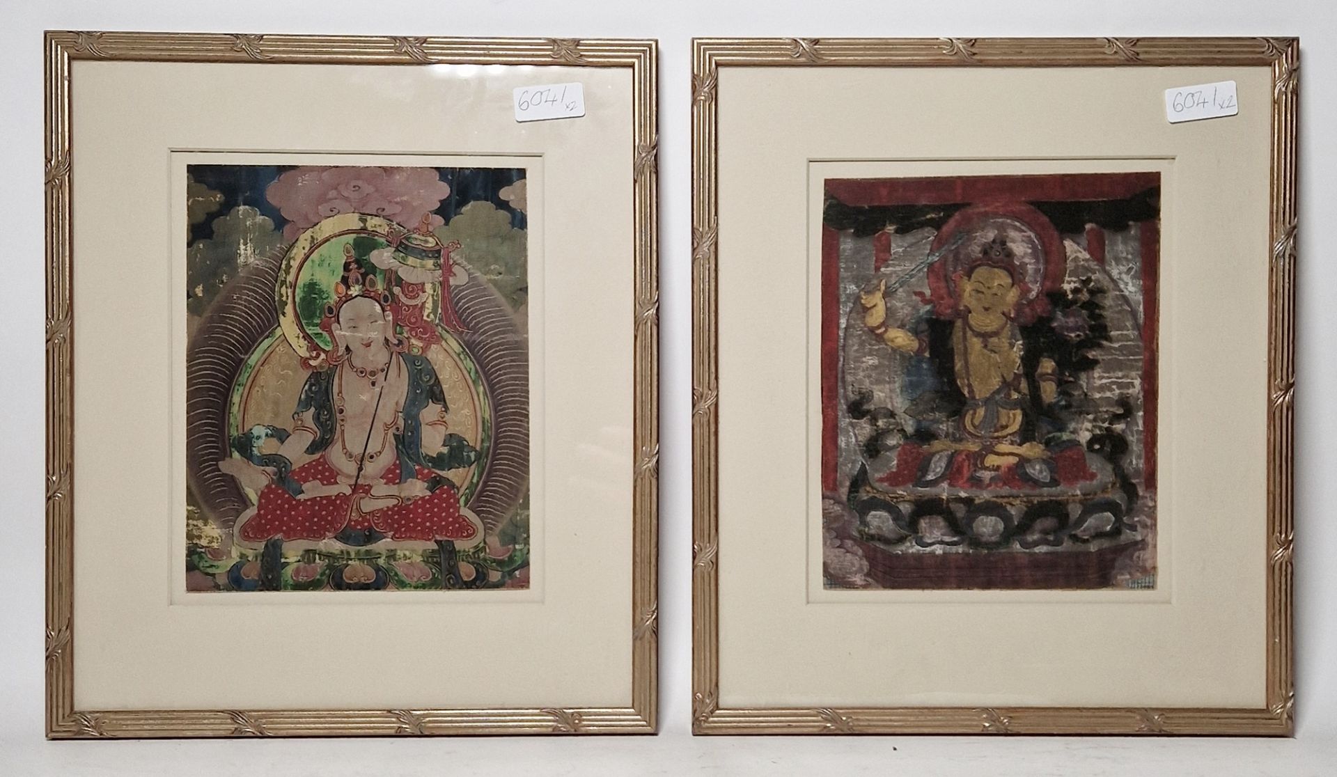 19th century Tibetan Thangka Distemper on canvas/cloth Tibetan deity, probably Manjusri - Image 3 of 3