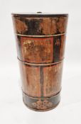 Early 20th century Chinese wood and bamboo storage vessel of tapering cylindrical form with cover,