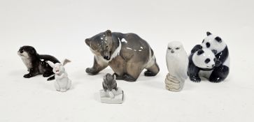 Four Royal Copenhagen porcelain models of animals, 20th century, printed blue and green marks,