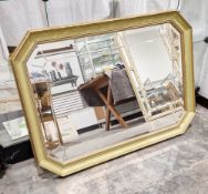 Modern octagonal wall mirror with bevelled plate, 72cm x 101cm