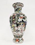 Chinese porcelain oviform famille verte vase, late 19th/early 20th century, underglaze blue six-