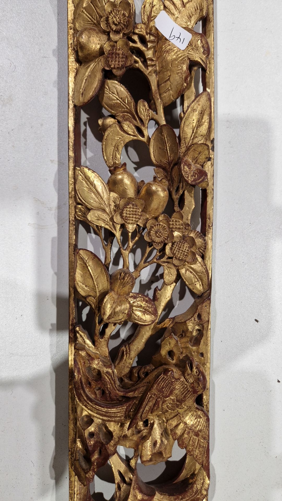 Group of Chinese Qing Dynasty red lacquered and gilt carved panels and fragments including a panel - Image 3 of 22