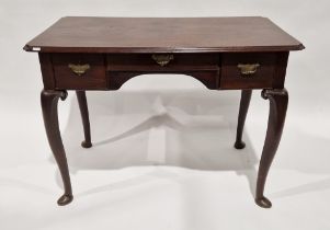 George II mahogany lowboy, the rectangular top with shaped corners, over one long and two short