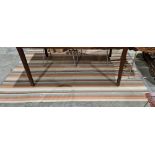 Modern multi-coloured striped rug with grey banding, 220cm x 140cm
