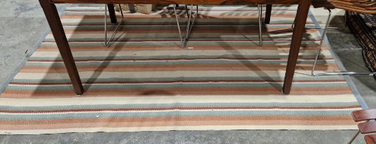 Modern multi-coloured striped rug with grey banding, 220cm x 140cm