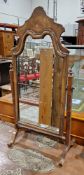 19th century mahogany toilet mirror with unusual shaped mirror plate, 72cm