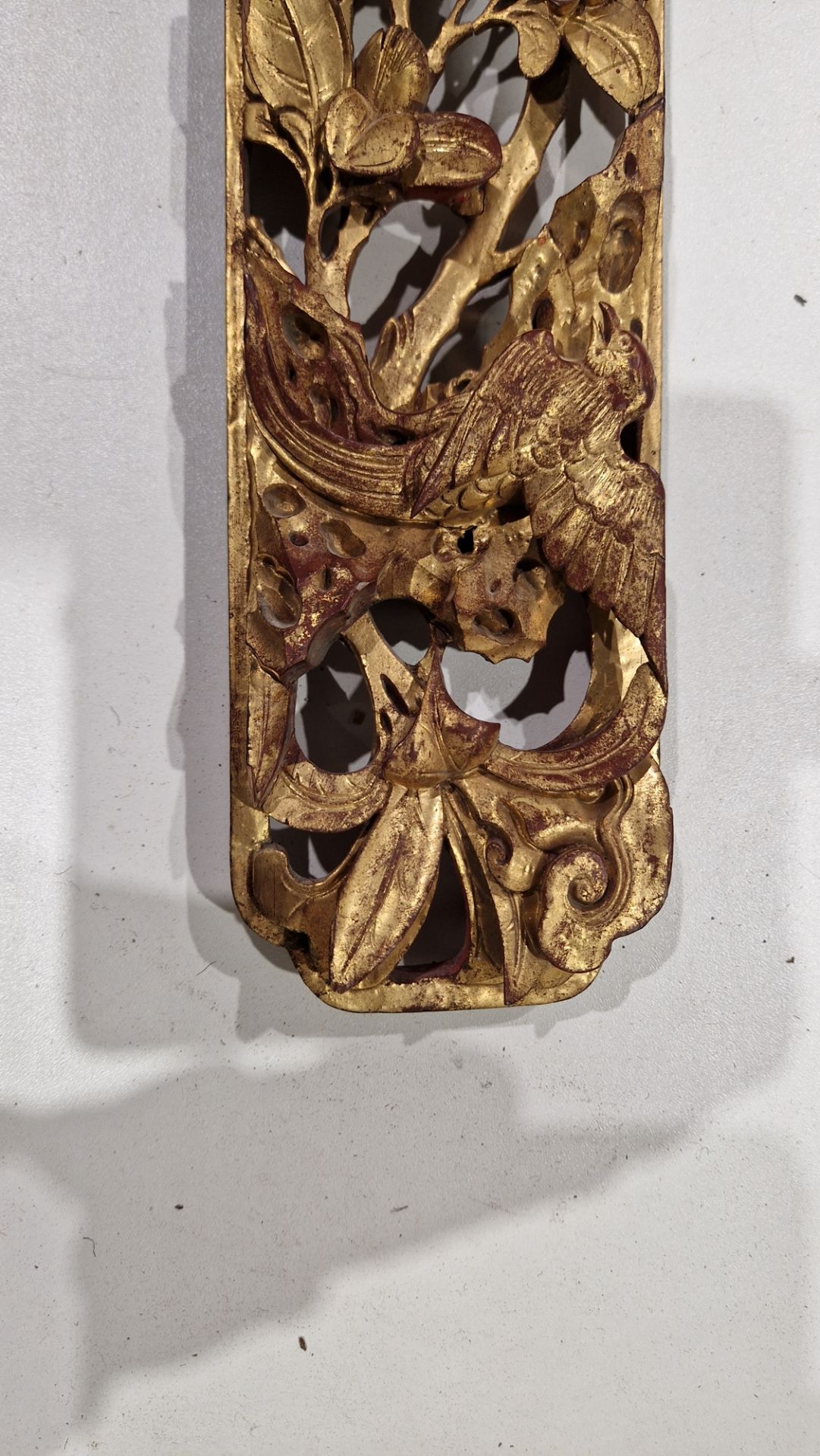 Group of Chinese Qing Dynasty red lacquered and gilt carved panels and fragments including a panel - Image 2 of 22