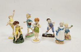 Collection of Royal Worcester bone china Days of the Week figures, each modelled as a child, on