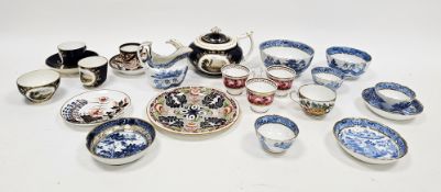 English porcelain blue and white transfer printed 'Willow' pattern part tea service, circa 1820, a