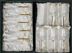 Guild glassware gold rimmed part table service, boxed, including wine glasses in sizes, tumblers,