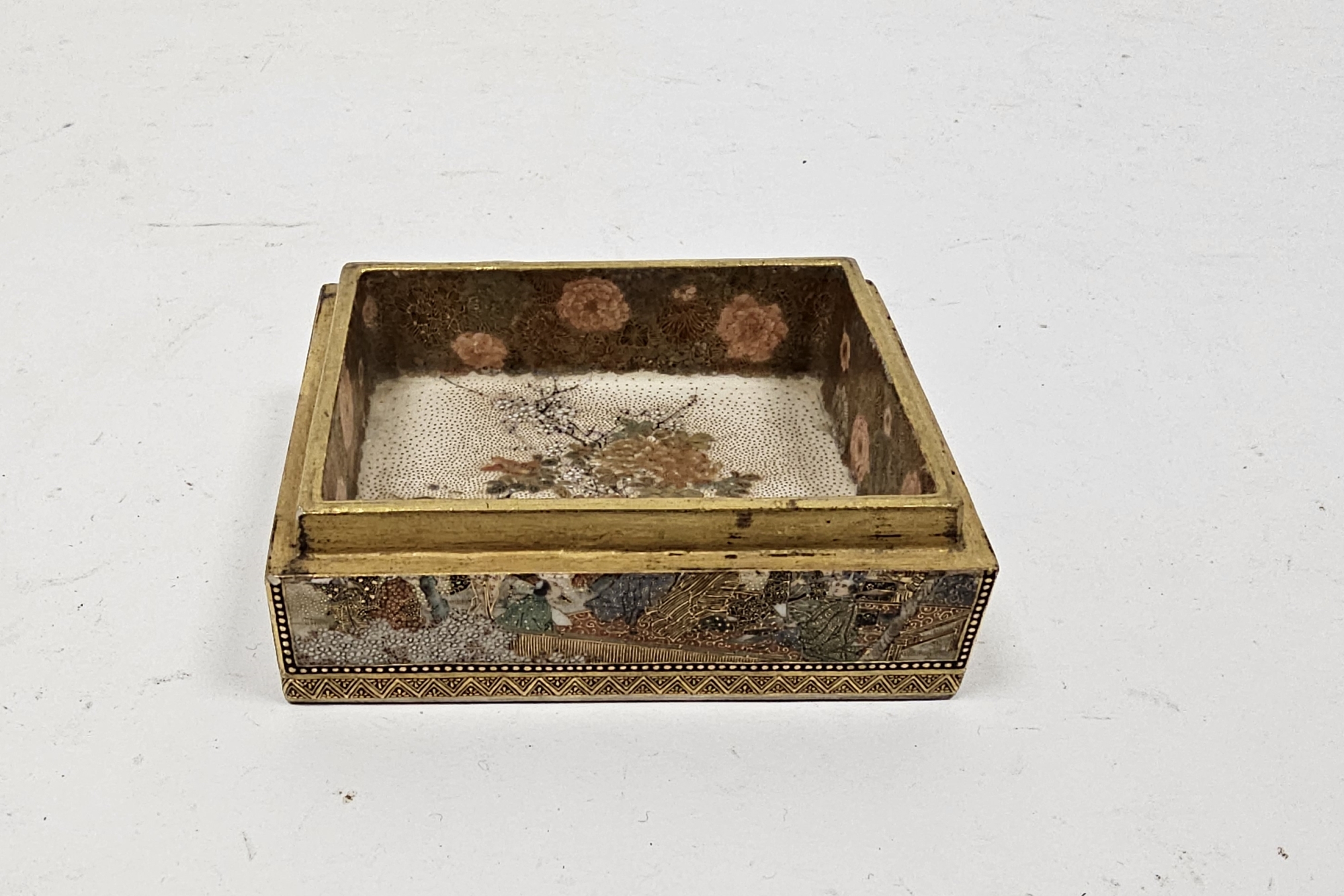 Japanese Meiji period (1868-1912) satsuma rectangular box, the interior painted with - Image 2 of 20