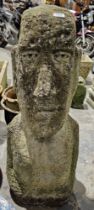 Composite stone figure in the style of a Moai/Easter Island head  Condition Report Request: