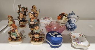 Collection of Goebel figures of children, including some of the seasons, printed impressed marks,